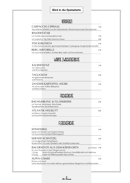 Restaurant Käfer-Schänke, München/Deutschland